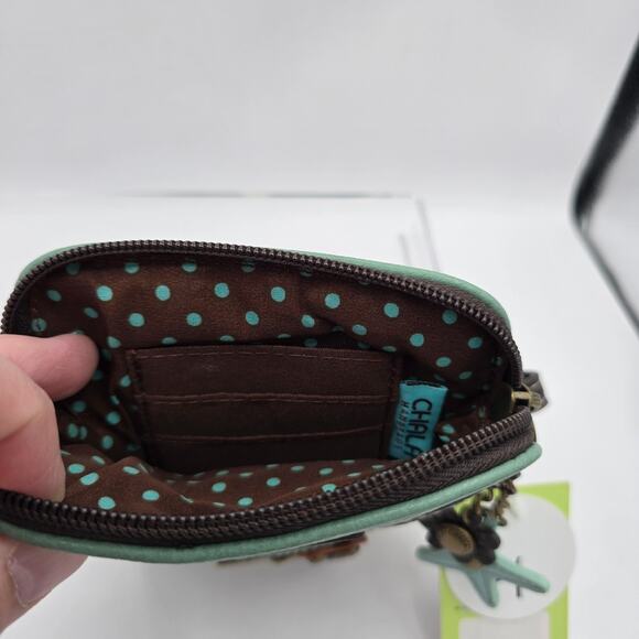 Chala Turtle Crossbody Bag Convertible Cell Phone Teal Stripe 7" x 5" NWT - Picture 4 of 10